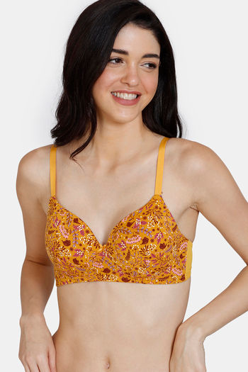 Buy Zivame Robin's Song Padded Non Wired 3/4th Coverage T-Shirt Bra - Golden Orange